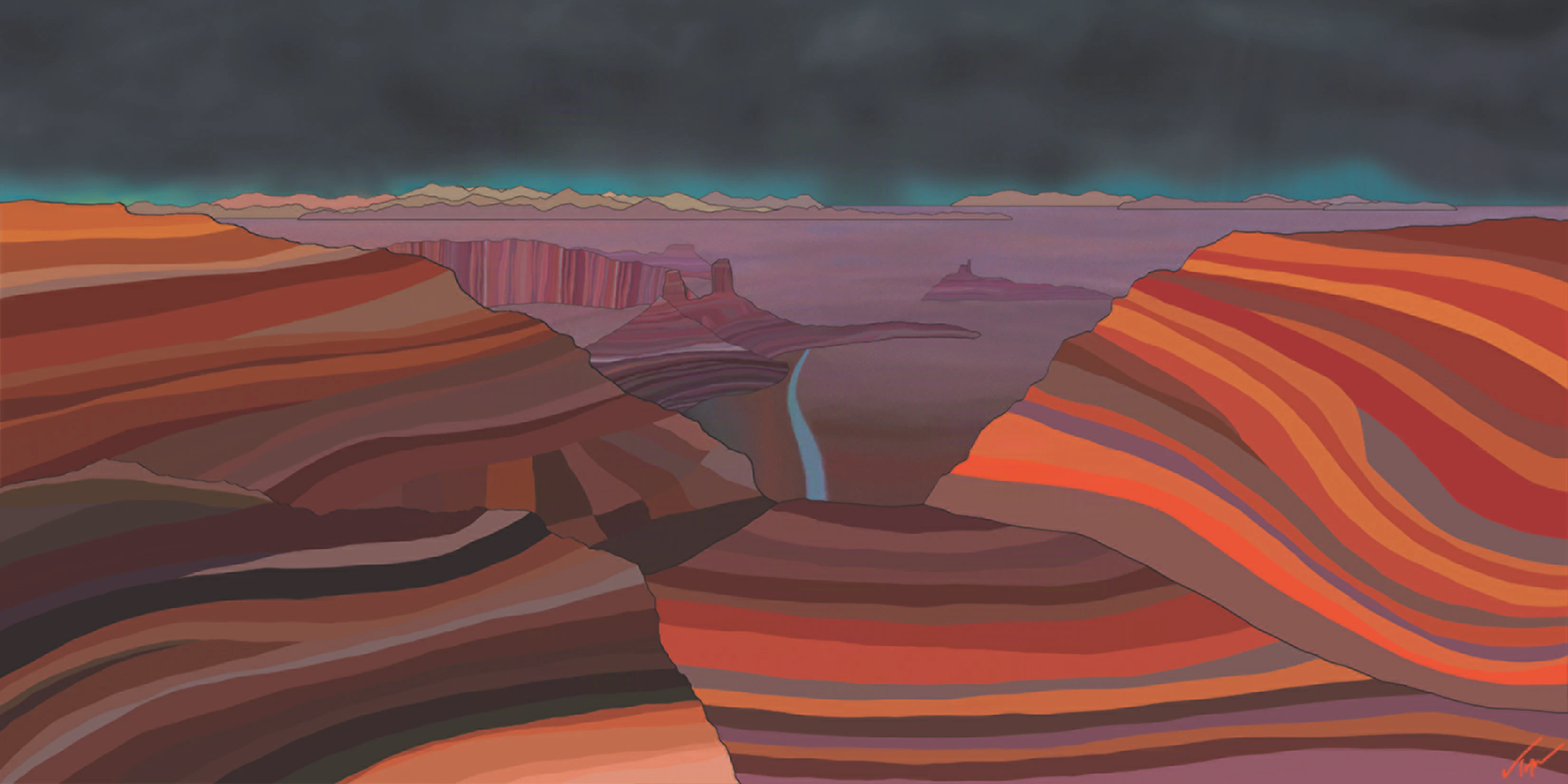 Layered sandstone canyons and desert formations in Canyonlands National Park, Utah.